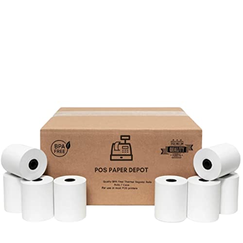 3 1/8" x 220' BPA-Free Thermal Receipt Paper Rolls (50 Rolls) - Fits All POS Cash Registers. Compatible with Epson TM-T88V, TM-T70II, TM-T90, TM-H6000IV, TM-T20II, Star Micronics TSP100III, and more.