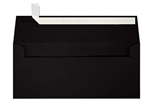 LUXPaper #9 Slimline Invitation Envelopes | Peel & Press | 3 7/8" x 8 7/8" | Black Linen | 80lb. Text | 500 Qty