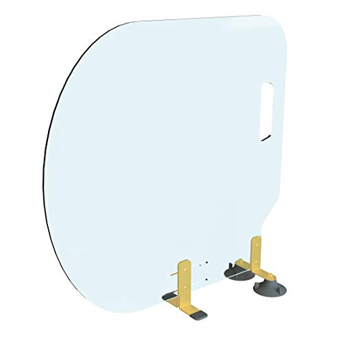 BARTITION Standard (Patent Pending) Partition for Bar Top or Dining Countertop Sneeze Guard MADE IN USA out of Polycarbonate Window SBR Suction Cups Brass 260 Brackets