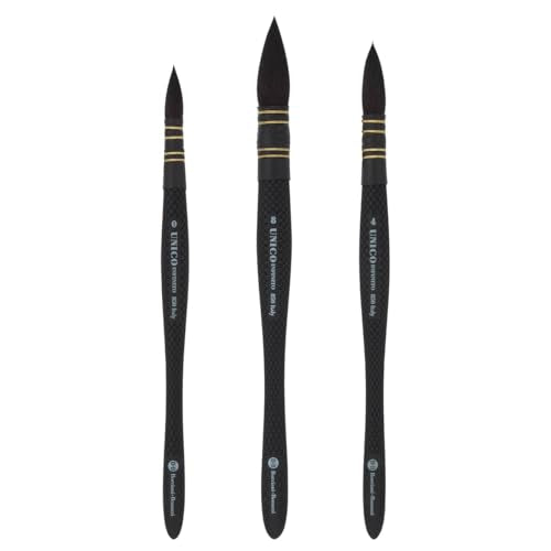 Borciani e Bonazzi Infinito Synthetic Quill Watercolor Brush Series 850 - Set of 3, Patented Hidro Hair - Watercolor Art Brushes - Textured Non-Slip, Anti-Roll Handle - Handcrafted in Italy