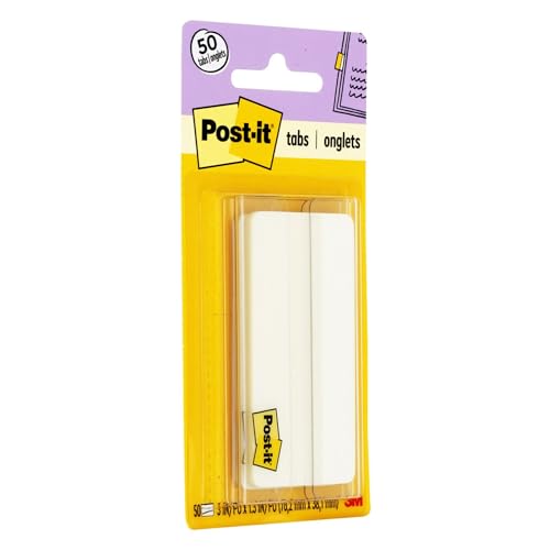 Post-it® Durable Filing Tabs, 3", White, Pack Of 50