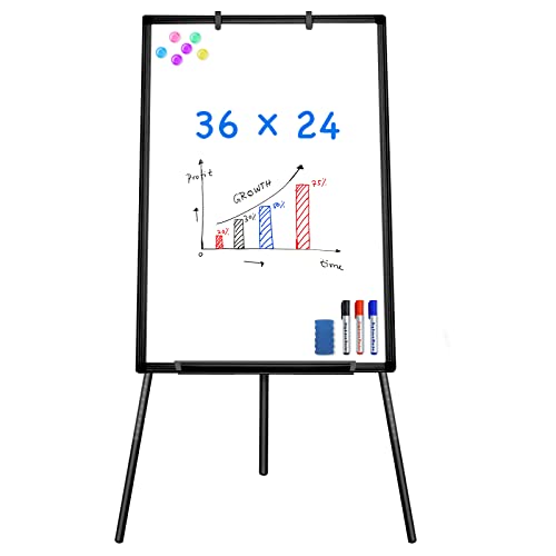 Maxtek Easel Whiteboard 36 x 24, Stand Tripod with Height Adjustable, Black