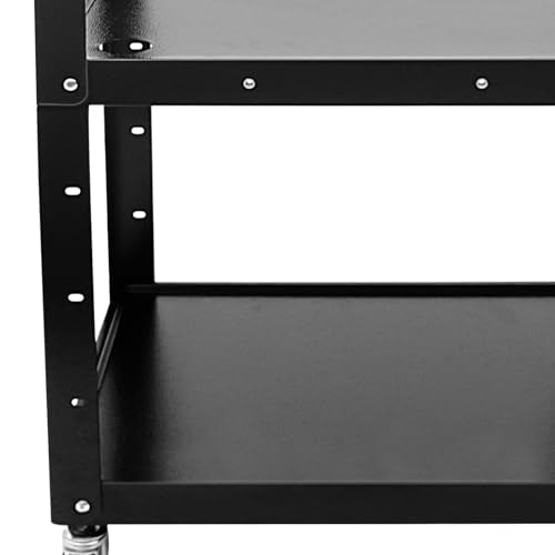 Heavy Duty AV Cart on Wheels, Cold-Rolled Steel Media Cart with 66 lbs Load Capacity per Shelf, 4-Tier Mobile Printer Stand with Non-Slip Mat & Cable Holes, Rolling Workstation for Home Office Library