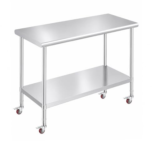 OSTBA Stainless Steel Prep Table 30 x 48 Inches with Casters
