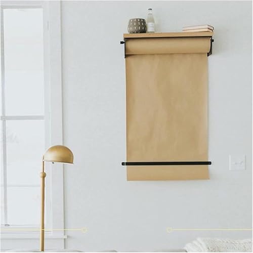 ZOCWJK Kraft Paper Roll Display Wall Mount Memo Board Wall Decor Dispenser, with Wood Shelf &, Easy to Hang,40/70/100/130 cm Wide for Office Coffee Shop,40cm/15.7in Wide