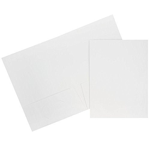 JAM PAPER Two Pocket Textured Linen Presentation Folders - Letter Size Business Folder - White - Bulk 100/Box