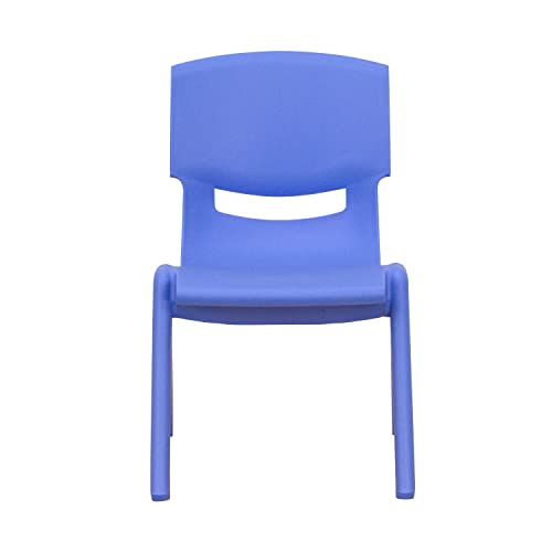 EMMA + OLIVER Blue Plastic Stackable School Chair, 10.5" Seat, 4-Pack