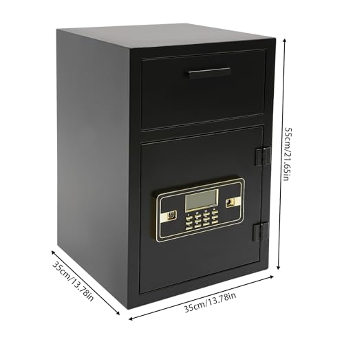 2.6 Cub Depository Safe, Drop Box for Money Mail and Mail, Deposit Safe with Drop Slot, Security Business Safe and Lock Box with Digital Keypad & 2 Emergency Keys for Home, Hotel, Office