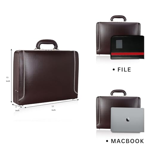 Da leather villa Full Grain Leather Briefcase Attache Case For Unisex Size L18 x W4 x H12 Inches Luxury Briefcase Bag (Italian Brown)