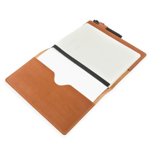 ROVA Full Grain Leather Notebook Journal Cover - Hand Crafted in the USA - Fits Moleskine XL (9.75" x 7.5") - Lay Flat Design with Pen Loop - Whiskey