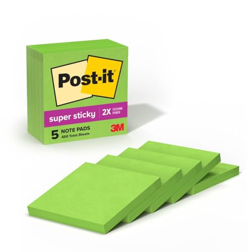 Post-it Super Sticky Notes 654-5SSLE, 3 in x 3 in, Limeade, 24 Pack
