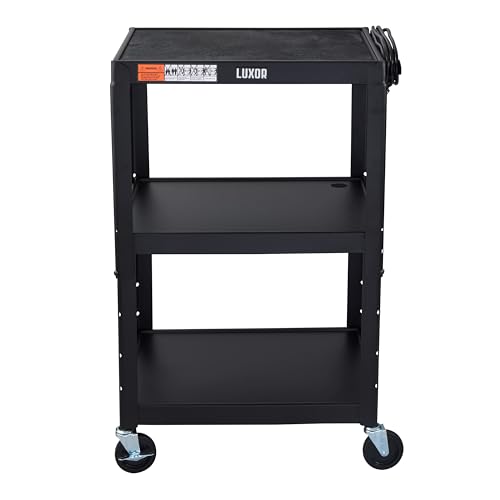 LUXOR UCMT1 Adjustable-Height Steel Utility Cart - Black