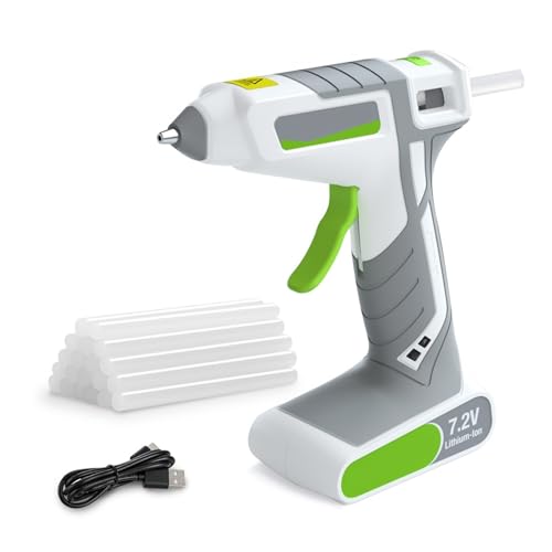 LIBODD Hot Glue Gun Glue Gun 7.2V Lithium Battery Hot Silicone Gun Hot Melt Glue Gun with 20pcs Glue Sticks for DIY Crafts Arts for DIY Arts, Crafts and Quick Repairs