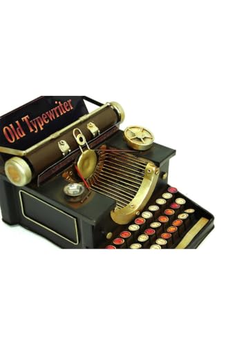 SODEF Decorative Metal Typewriter - Vintage Retro Style, Handmade Hand-Painted, Full Metal Construction, Escitme Finish, 14.2 x 10.2 x 9.1 inches - Multicolor