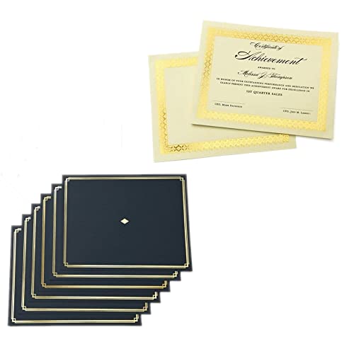 Gartner Studios Certificate Kit, 60 Black Holders + 60 Papers, Black & Gold
