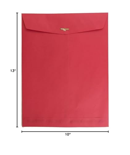 JAM PAPER 10 x 13 Open End Catalog Colored Envelopes wit Clasp Closure - Red Recycled - 100/Pack