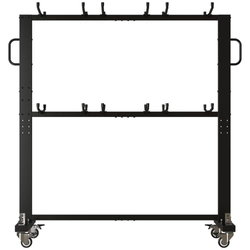 INNOVART Two-Tier Folding Chair and Table Combo Cart, Heavy Duty Stacking Chair Dolly with Wheels, 84-Chair Capacity Foldable Seat & Table Wheeled Storage Dolly for Commercial Event Hotel Party Use