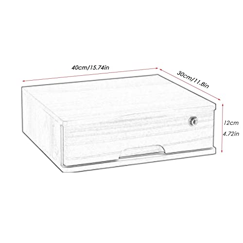 EliteBloom Desktop File Cabinet - Desktop Storage Box with Drawers, with Lock Flat File Cabinet Storage, Solid Wood Desktop Drawer Cabinet, Desktop Storage Cabinet/Data Cabinet (B 1 Drawer)
