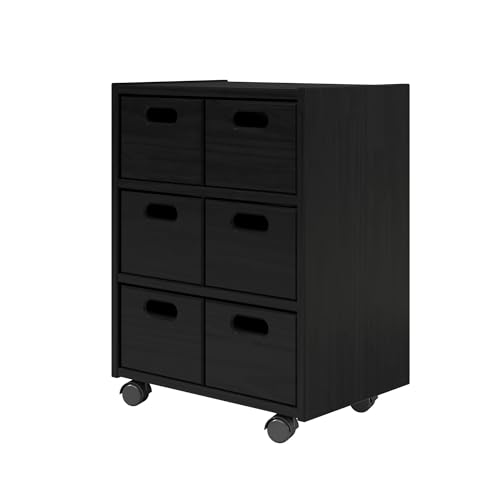 Jela Solid Wood Roll Cart Cubby (Black)