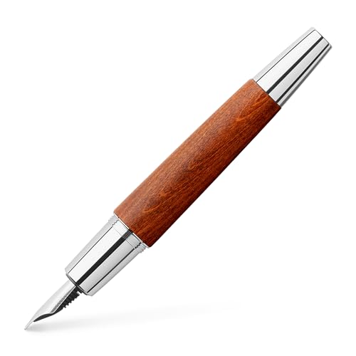 Faber-Castell e-motion Fountain Pen, Wood and Chrome Brown - Medium