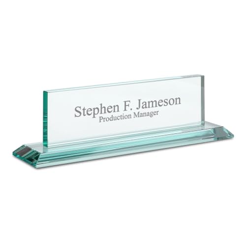 Executive Gift Shoppe | Distinguished Collection Personalized Crystal Desktop Name Plate with Custom Engraving