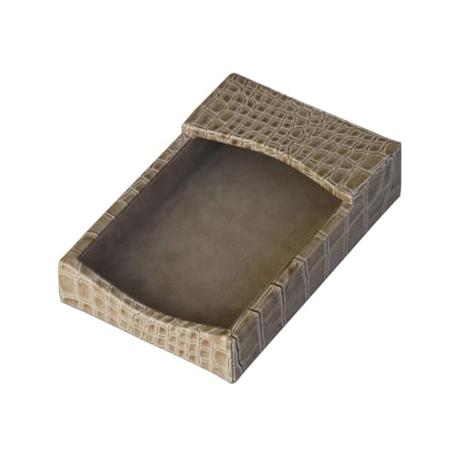 DACASSO Protacini Breeze Beige Italian Crocodile Leather Memo Holder - Luxury Memo Holder & Paper Organizer for Desk - Office Organization & Executive Desk Decor - (Beige)
