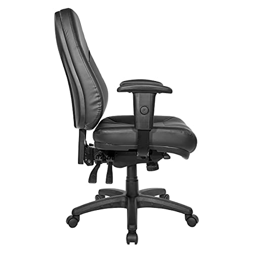 Office Star EC Series Professional Executive Ergonomic High Back Office Chair with Multi Function Control, Padded Contour Seat and Adjustable Padded Arms, Dillon Black