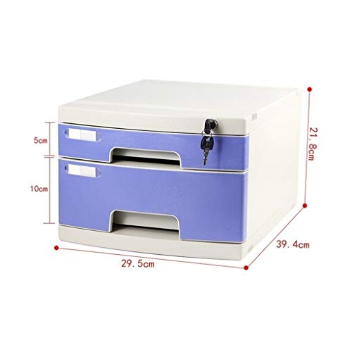 SDVantage File Cabinet Desktop Lock Plastic Drawer Storage Organization, with Lock/Blank Label and Multiple Drawers-Blue (2)