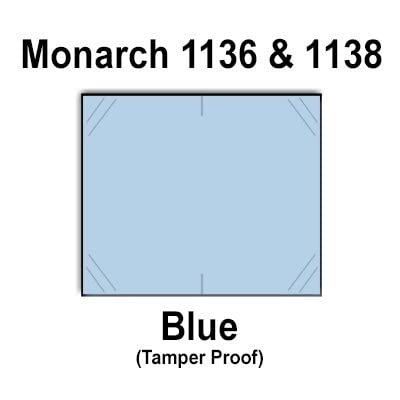 112,000 Monarch 1136/1138 Compatible Blue General Purpose Labels for Monarch 1136 and 1138 Price Guns. Full Case + 8 Ink Rollers. with Security Cuts.