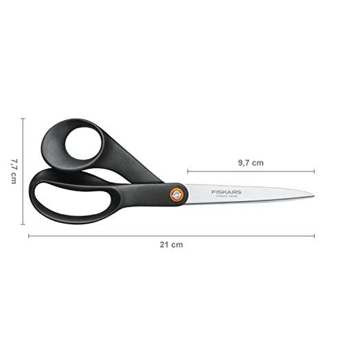 Fiskars Large Universal Scissors, Total Length: 21 cm, Quality Steel/Synthetic Material, Functional Form, Black