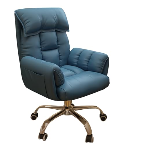 Ergonomic Executive Office Chair Home Office Desk Chairs Adjustable Height Reclining Swivel Chair with Arms Comfy Ergonomic Lazy Sofa Computer Chairs with Wheels(/Blue,A)