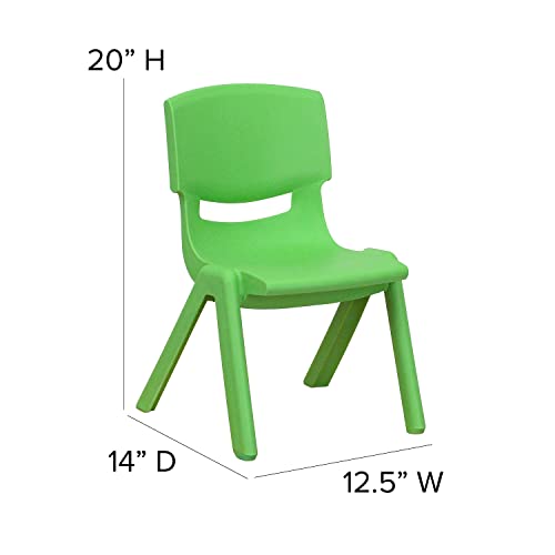 Flash Furniture 10.5 in Plastic Stackable School Chair, Green, 10-Pack