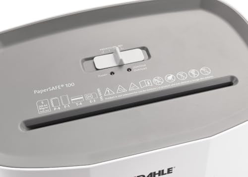 Dahle PaperSAFE PS 100 Paper Shredder, Oil Free, Jam Protection, Security Level P-4, 5 Sheet Max, Shreds Staples, Paper Clips & Credit Cards