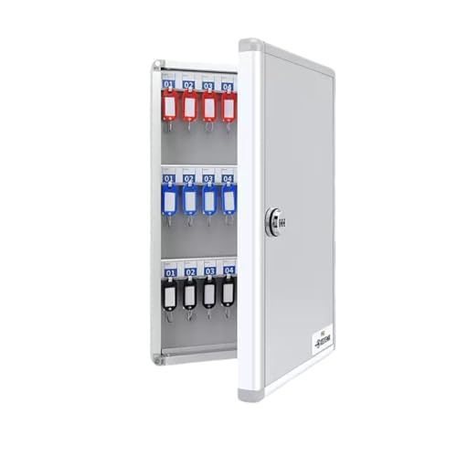 Laohucai Key Cabinet Key Lock Box Wall Mount, Aluminum Alloy Box Safe Storage Cabinet Large Capacity with Key Tags and Adjustable Hooks for Hotels Schools Businesses Real Estate Car Dealert(120 Key)
