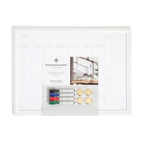 U Brands Magnetic Dry Erase Calendar Whiteboard for Wall, White Board 24x18