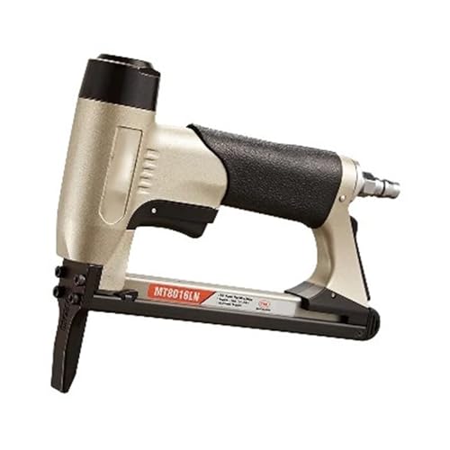 Oil-Free Pneumatic Staple Gun Heavy-Duty Stapler MT8016 and MT8016LN Pneumatic Nail Gun 21GA Fine Wire Stapler for Staples with 6-16mm Length(Long Nose)