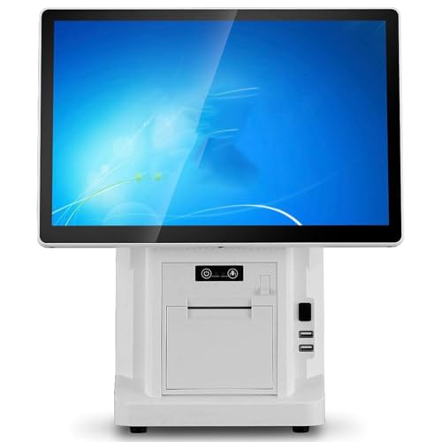 Pnpaea Store Cashier Display Screen,Pos System Cash Register,with Receipt Printer,Touch Screen 15.6in,for Business Restaurants Retail SingleScreen-A（58mm）