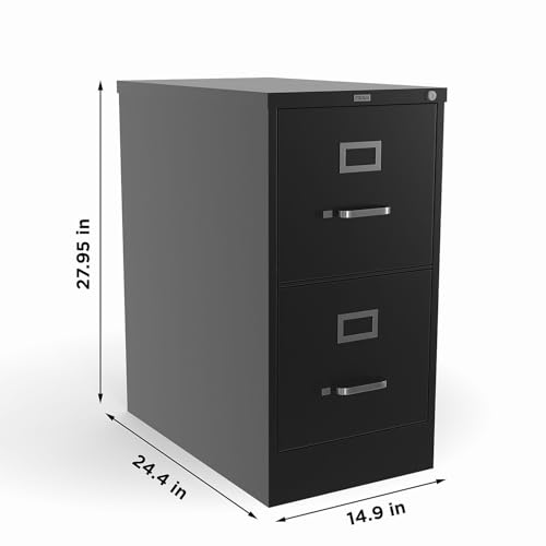 Staples 2-Drawer Vertical File Cabinet, Letter Size, Lockable, Black