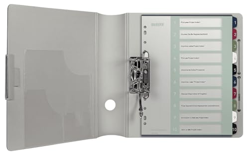 Leitz 1-10 Index, A4, PC Printable, Heavy Duty Plastic, Extra Wide, 12370000