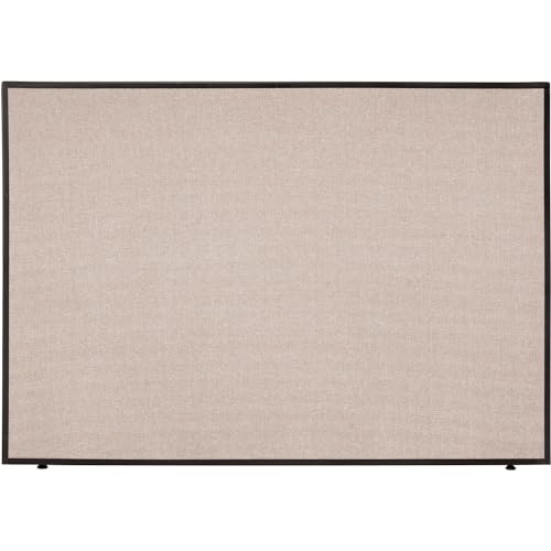 Global Industrial Office Partition Panel, 60.25" W x 42" H, Tan, 1-3/4" Thick, Flame Retardant, Self-Extinguishing Trim, Heavy Tackable Liner, Adjustable Leveling Feet