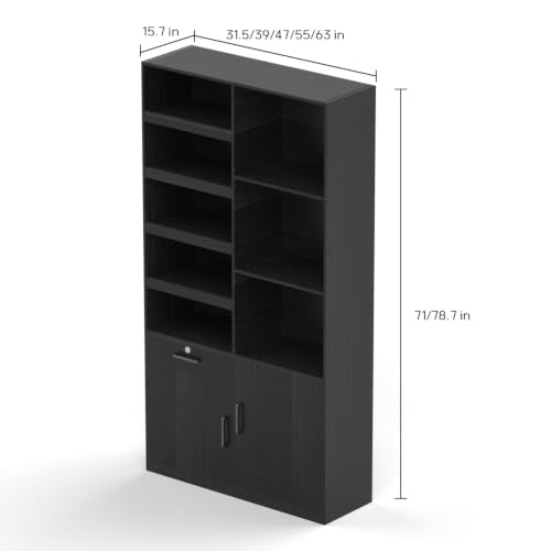 Vertical File Cabinet with Lock, 4 Slide-Out Trays & Adjustable Shelves