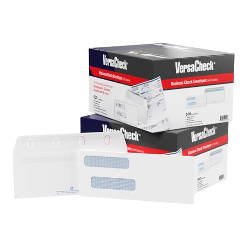 1000 VersaCheck NRP Business Self-Sealing Double Window Security Standard and Voucher Check Envelopes - Compatible with business checks made from VersaCheck, QuickBooks, Quicken, Sage, and others.
