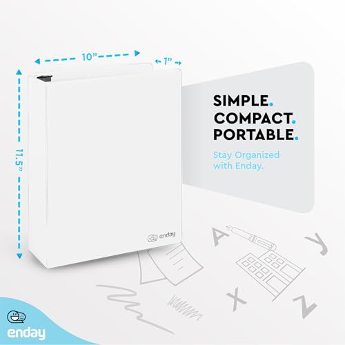 1.5 Inch Binders 3 Ring, White 1 ½ Inch Round Ring Binder with Clear View Cover & 2 Inside Pockets, School Supplies Binders (24 PC) – by Enday