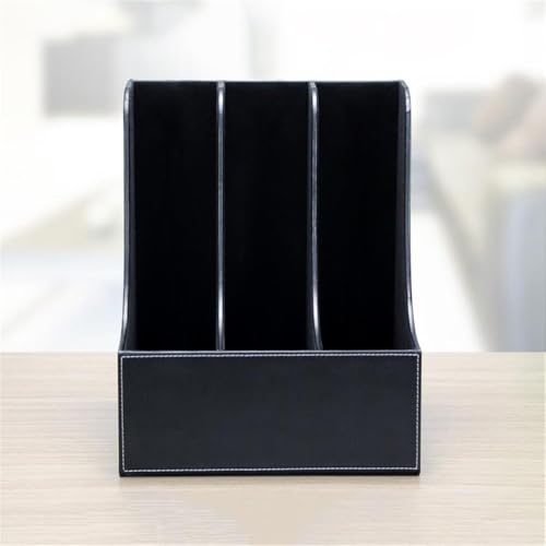 File Organizer Leatherette Desktop File Folder Organizer and Document Stand Journals Magazine Rack Desk(Black)