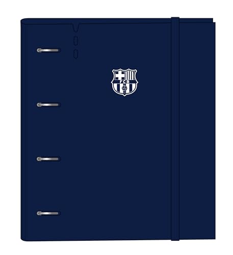 F.C. Barcelona – Carpeblock with 4 Rings of 35 mm, with Refill, with 100 A4 Sheets, Ideal for Children of Different Ages, Comfortable and Versatile, Quality and Resistance, 27 x 4 x 32 cm, Navy,