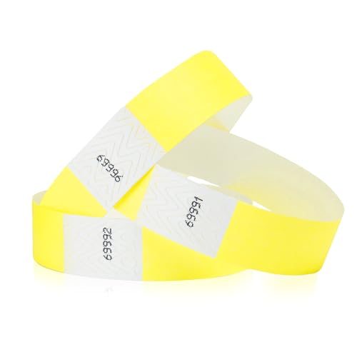 2,000 WristCo Neon Yellow Tyvek Wristbands for Events - Tamper-Proof Design & Fluorescent Color Prevent Reuse Premium-Grade Bracelets for Hospital & Medical ID, Party & VIP Identification