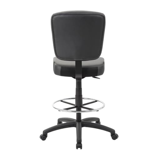 Scranton & Co Heavy Duty Wide Seat Drafting Stool, Black Caressoft Upholstery, Adjustable Seat Height, 275 lb Capacity, Chrome Footring, Sturdy Nylon Base, Comfortable Office or Drafting Chair