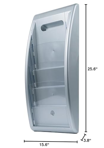 Paperflow Quick Fit Systems Wall Mounted 4-Pocket Literature Display, 25.6" x 15.6" x 3.8", Silver (4060US.35)