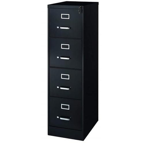 Home Square Fully Assembled 4 Drawer 22" Deep Letter File Cabinet in Black with File Caddy