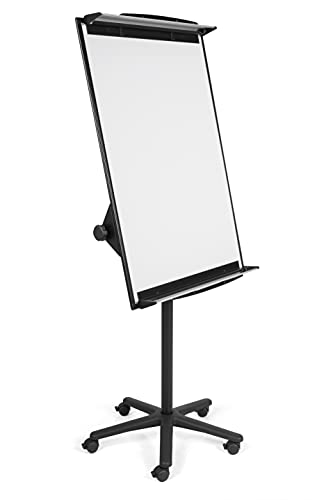 Bi-Office Design Mobile Magnetic Flipchart Easel - 700 x 1000 mm (Euro Size), Lacquered Steel Surface, Aluminium and Black Plastic Frame